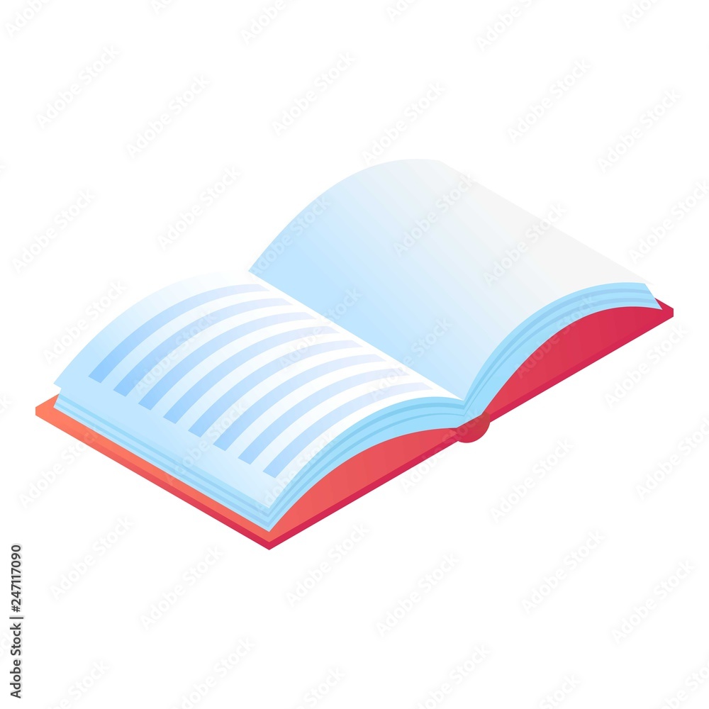 Poster open book icon. isometric of open book vector icon for web design isolated on white background