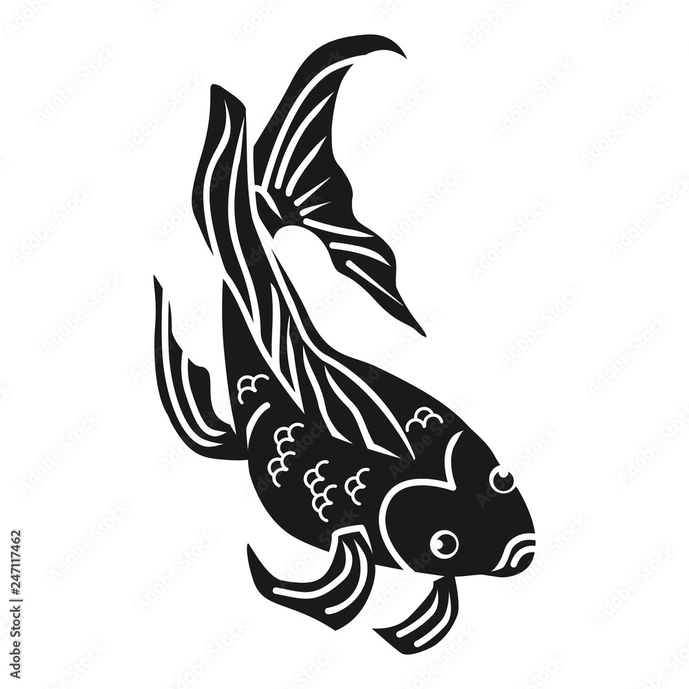 Poster goldfish top view icon. simple illustration of gold fish top view vector icon for web design isolate