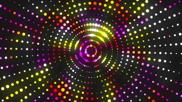 4k Disco dancing and electronic music background. Neon sound waves performance with Blinking Lights.