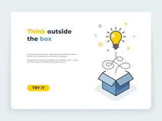 Light bulb line concept. Idea lamp light insight creative mind hanging wire eureka moment. Light bulbs vector concept