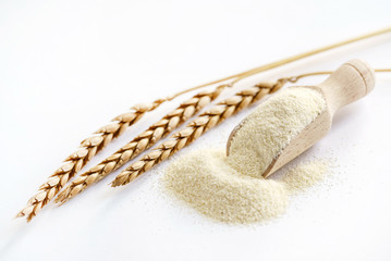 Raw unprepared semolina in bowl