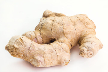 ginger root on white background, not isolate