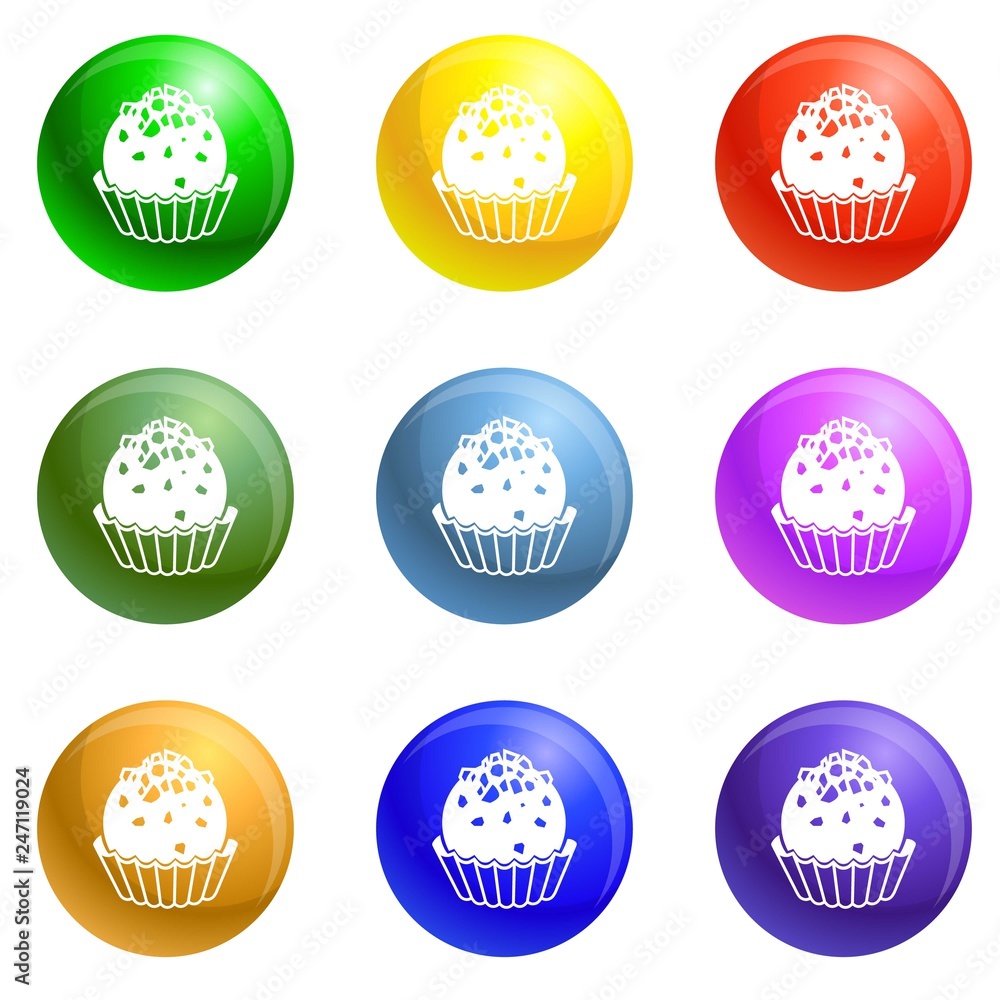 Poster truffle icons vector 9 color set isolated on white background for any web design