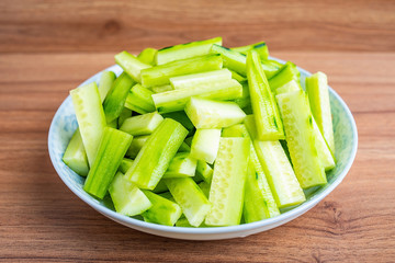 a slice of cut cucumber strip