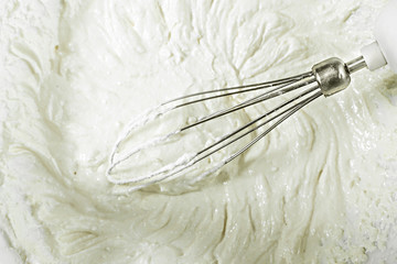 Whipping cottage cheese with a mixer