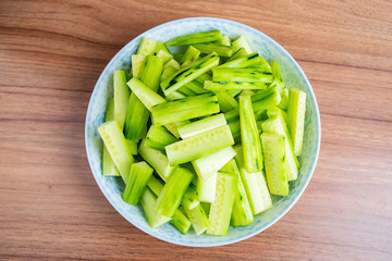 a slice of cut cucumber strip