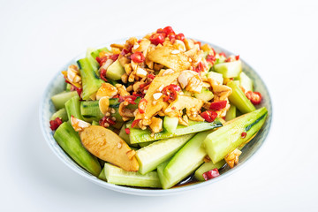 A large bowl of cold cucumber / pickled cucumber / appetizer