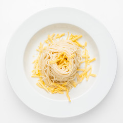 pasta with cheese on the white plate