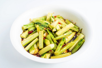 A large bowl of cold cucumber / pickled cucumber / appetizer