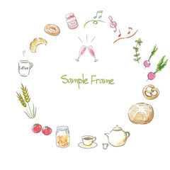 水彩イラスト　飲み物　ベーカリー　フレーム