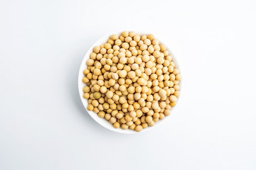 Yellow beans on white background