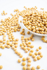 Yellow beans on white background