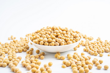 Yellow beans on white background