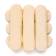Traditional Italian Savoiardi ladyfingers Biscuits on White Background