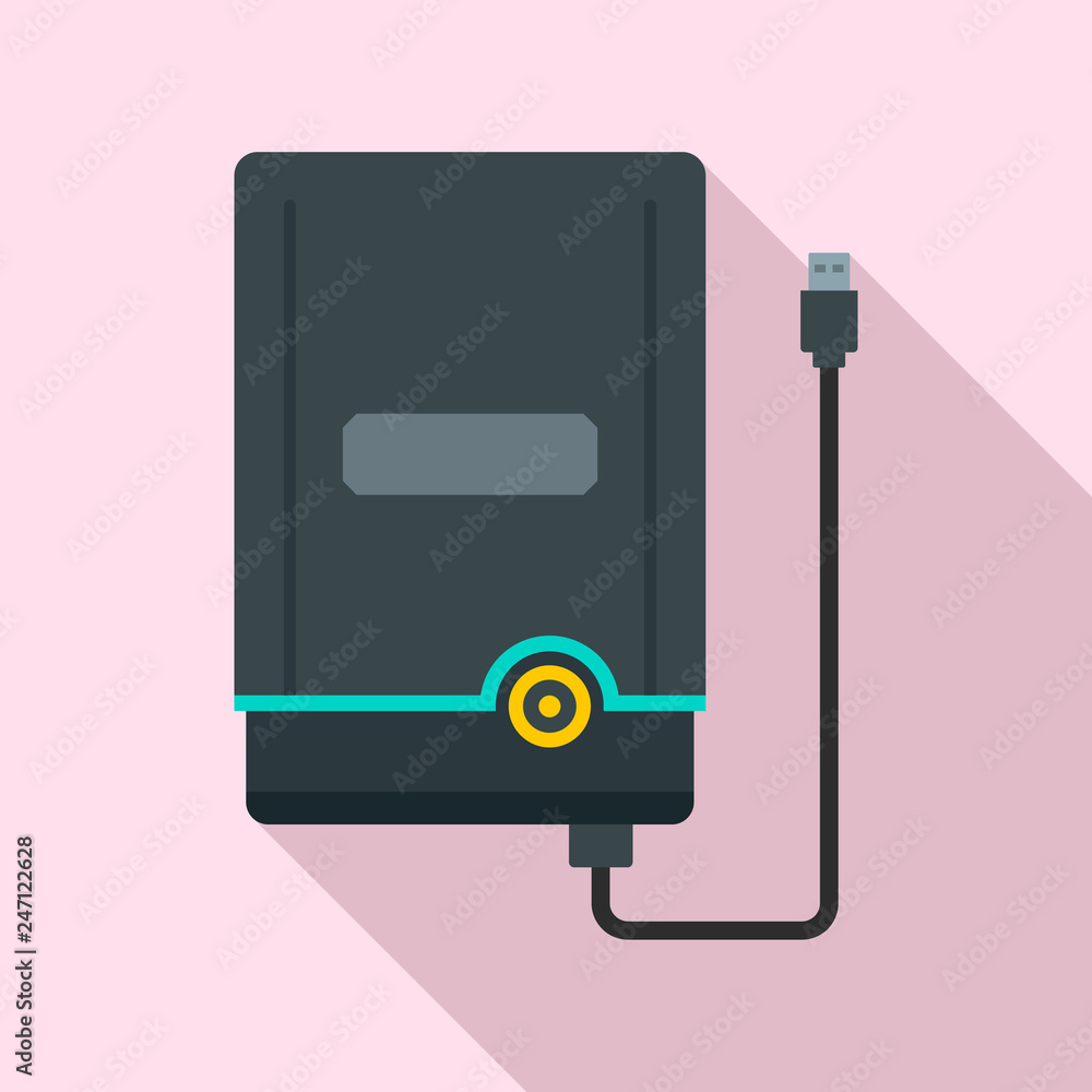Poster portable hard disk icon. flat illustration of portable hard disk vector icon for web design
