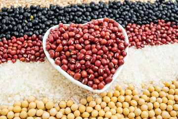 A dish of red beans/full screen cereal beans on whole grains