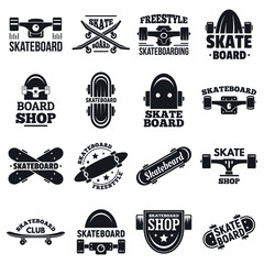 Skateboard logo set. Simple set of skateboard vector logo for web design on white background © anatolir