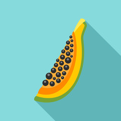 Piece of papaya icon. Flat illustration of piece of papaya vector icon for web design