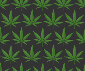 Fototapeta na wymiar Cannabis Leaf Pattern. Endless Vector