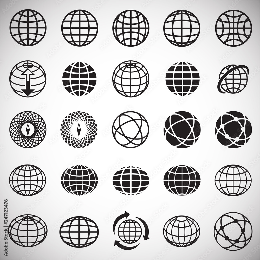 Poster globe icon set on white background for graphic and web design, modern simple vector sign. internet c