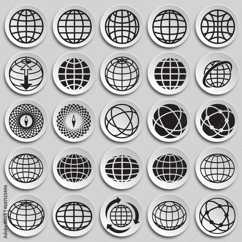 Poster globe icon set on plates background for graphic and web design, modern simple vector sign. internet 