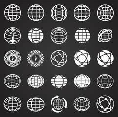 Globe icon set on black background for graphic and web design, Modern simple vector sign. Internet concept. Trendy symbol for website design web button or mobile app - 247123447