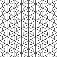 Seamless pattern based on Japanese ornament Kumiko.Black and white.