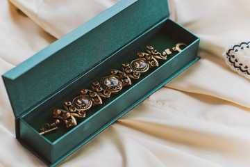 Shopping concerts. Ideas and gift for women. Vintage fashionable set with jewelry, stones and accessories.  