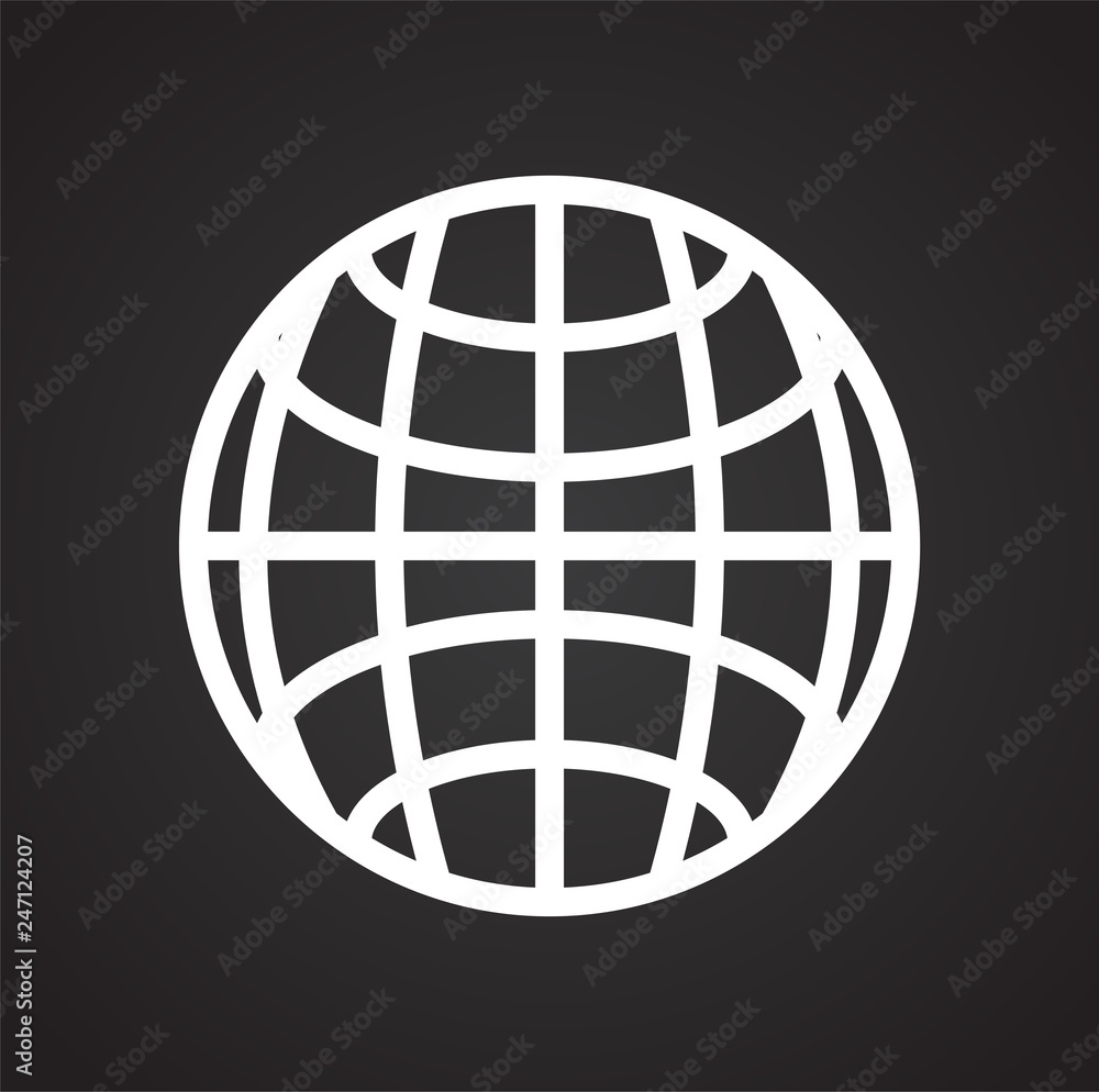 Poster globe icon on black background for graphic and web design, modern simple vector sign. internet conce