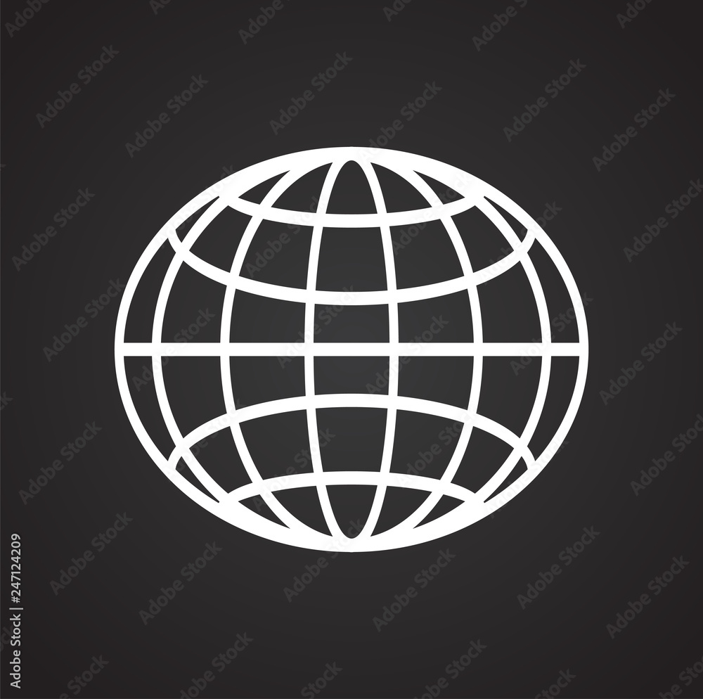 Poster globe icon on black background for graphic and web design, modern simple vector sign. internet conce