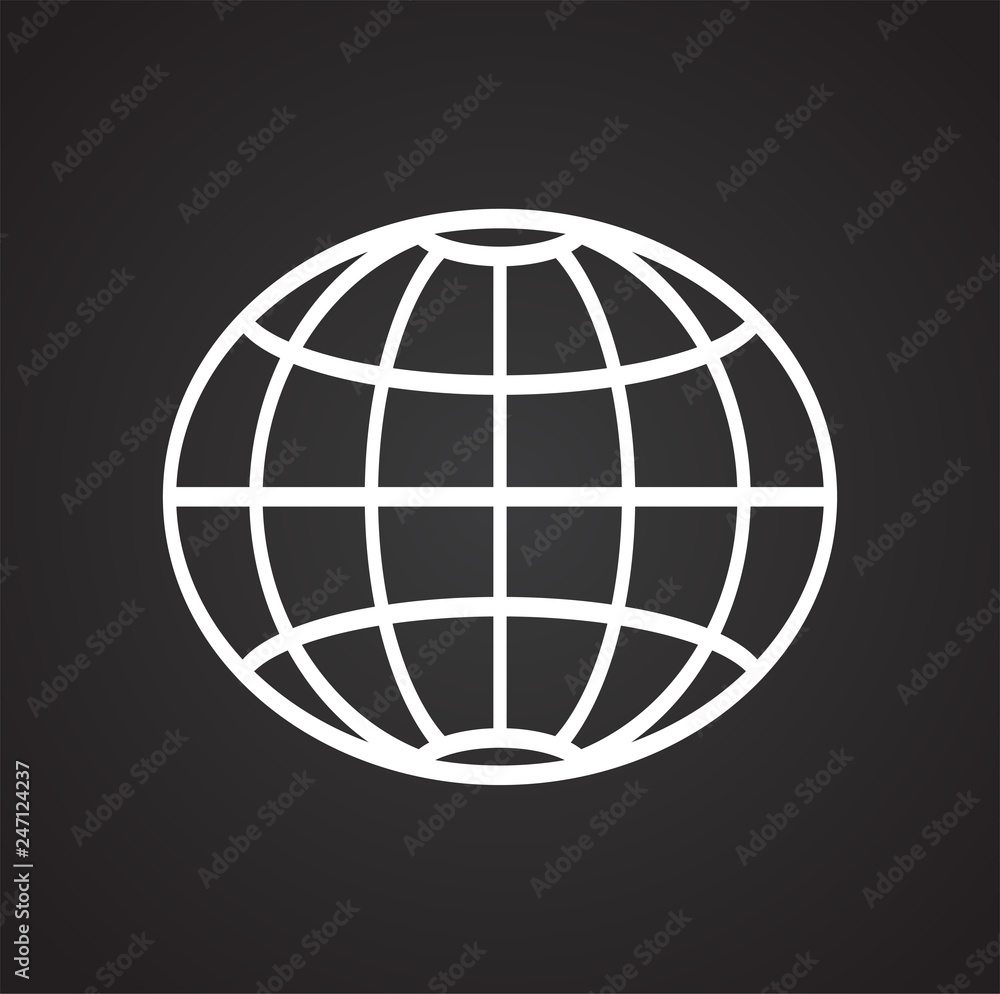 Poster globe icon on black background for graphic and web design, modern simple vector sign. internet conce