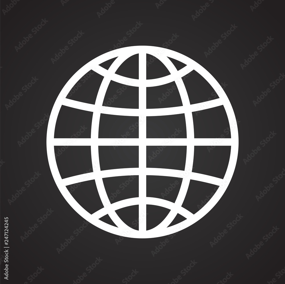 Poster globe icon on black background for graphic and web design, modern simple vector sign. internet conce