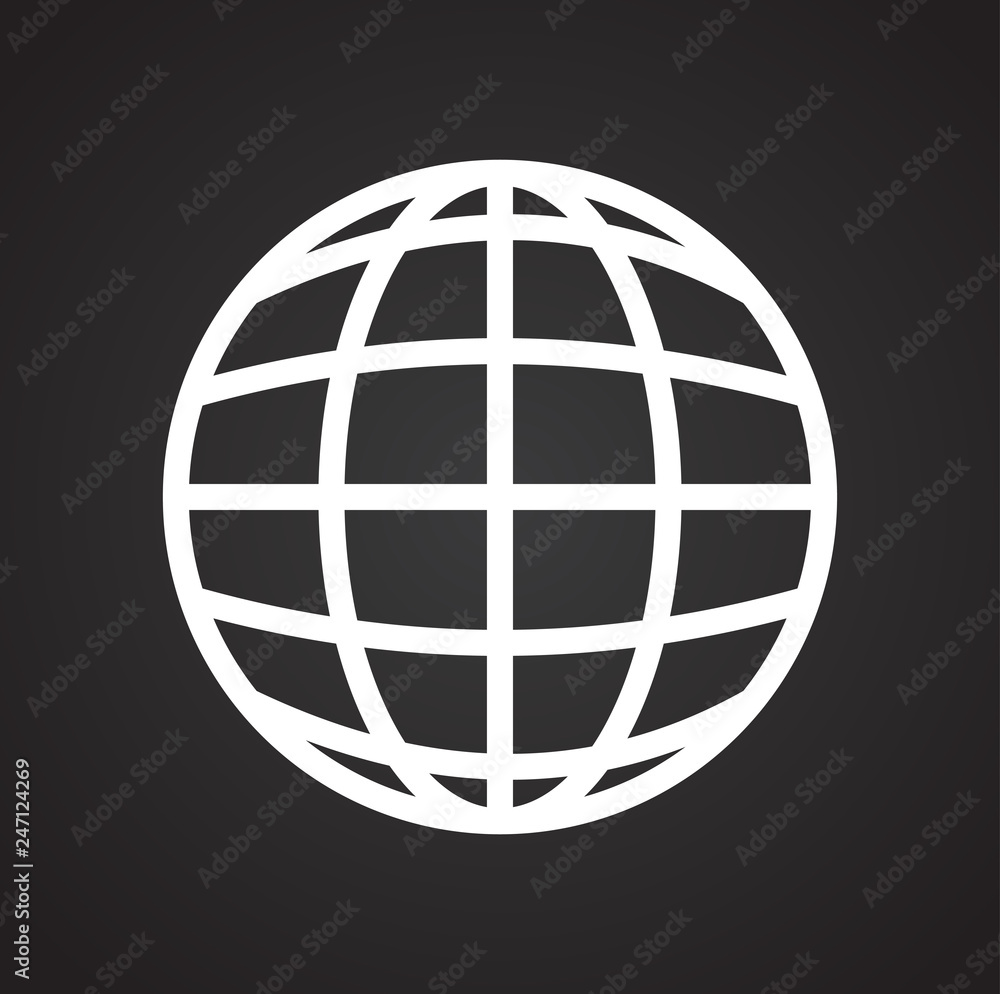 Poster globe icon on black background for graphic and web design, modern simple vector sign. internet conce