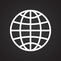 Obraz premium Globe icon on black background for graphic and web design, Modern simple vector sign. Internet concept. Trendy symbol for website design web button or mobile app