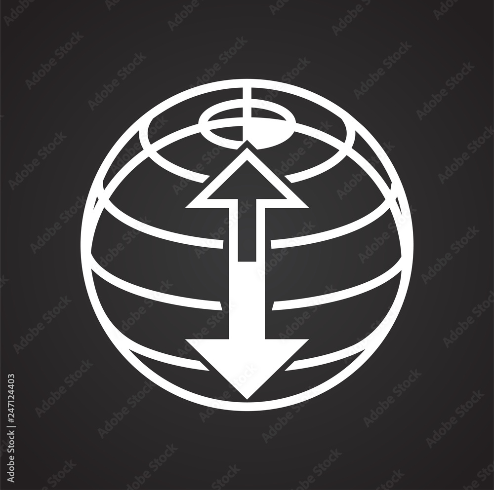 Poster globe icon on black background for graphic and web design, modern simple vector sign. internet conce