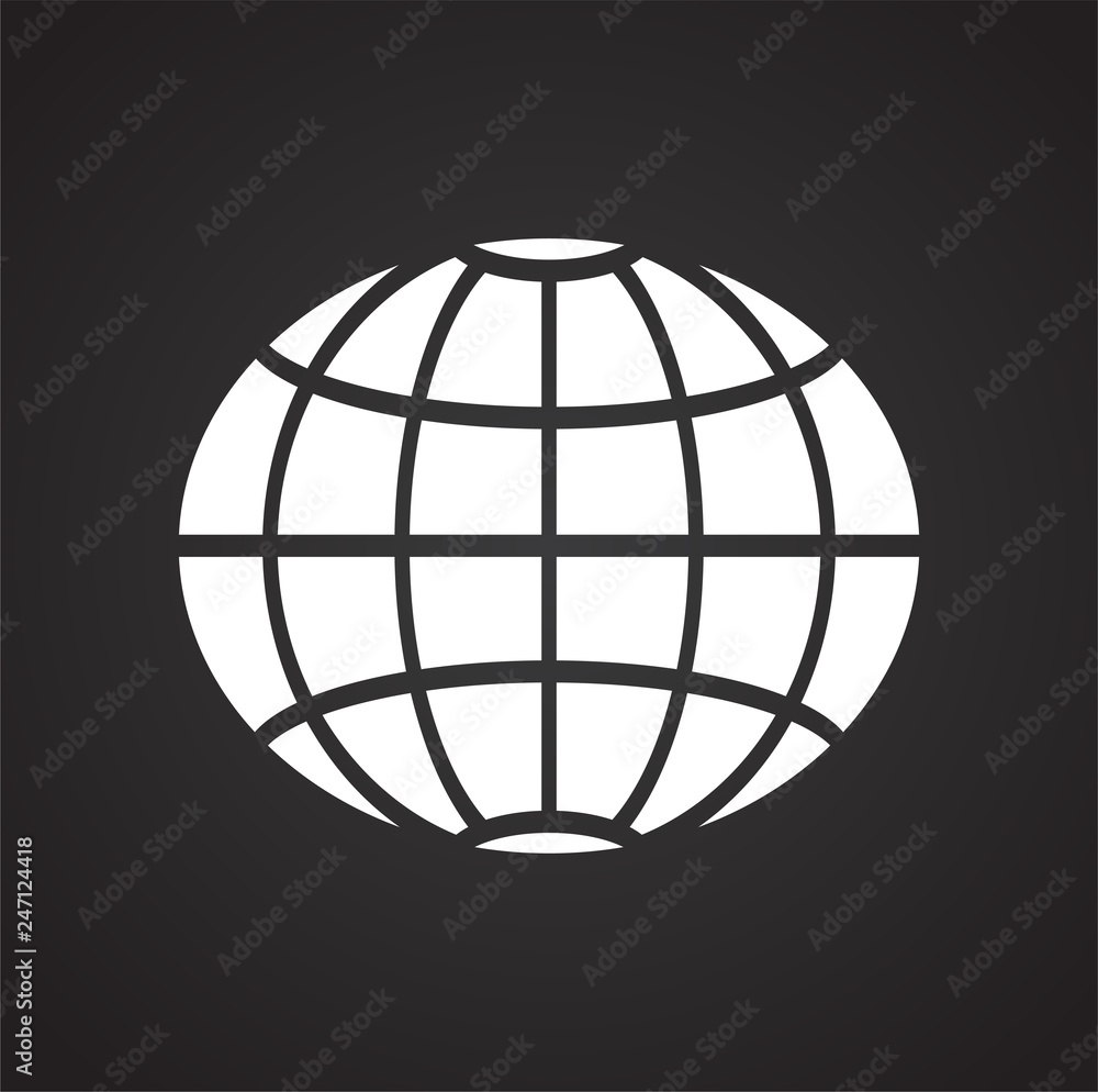 Poster globe icon on black background for graphic and web design, modern simple vector sign. internet conce