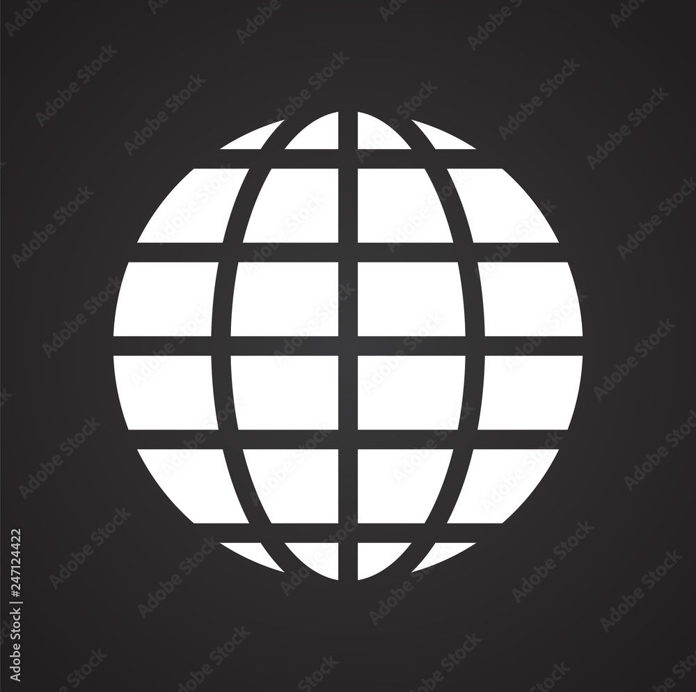 Poster globe icon on black background for graphic and web design, modern simple vector sign. internet conce