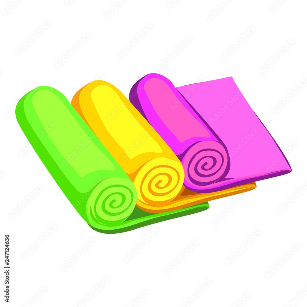 Poster spa towel roll stack icon. cartoon of spa towel roll stack vector icon for web design isolated on wh