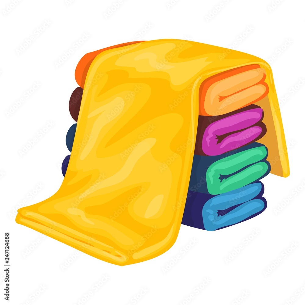 Aufkleber colorful towel stack icon. cartoon of colorful towel stack vector icon for web design isolated on wh