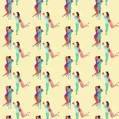 Seamless pattern with lovers b cartoons characters and girl