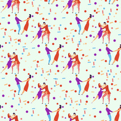Seamless pattern with lovers b cartoons characters and girl