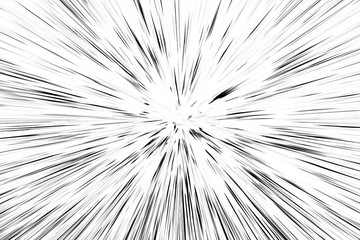Bokeh black lines on white background, abstraction, abstract speed light motion blur texture, star particle or space traveling, black and white extrusion effect