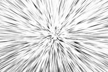 Bokeh black lines on white background, abstraction, abstract speed light motion blur texture, star particle or space traveling, black and white extrusion effect
