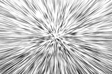 Bokeh black lines on white background, abstraction, abstract speed light motion blur texture, star particle or space traveling, black and white extrusion effect