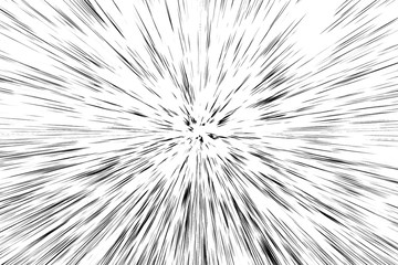 Bokeh black lines on white background, abstraction, abstract speed light motion blur texture, star particle or space traveling, black and white extrusion effect