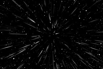 Bokeh white lines on black background, abstraction, abstract speed light motion blur texture, star...
