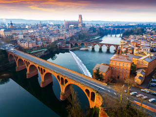 The ancient city of Albi in the south of France. View from above - obrazy, fototapety, plakaty