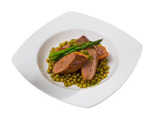 Grilled duck breast with vegetables