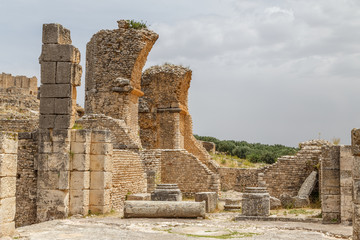 Fototapeta premium Ruins of the ancient Dougga (Thugga) city, UNESCO Heritage site, Tunisia