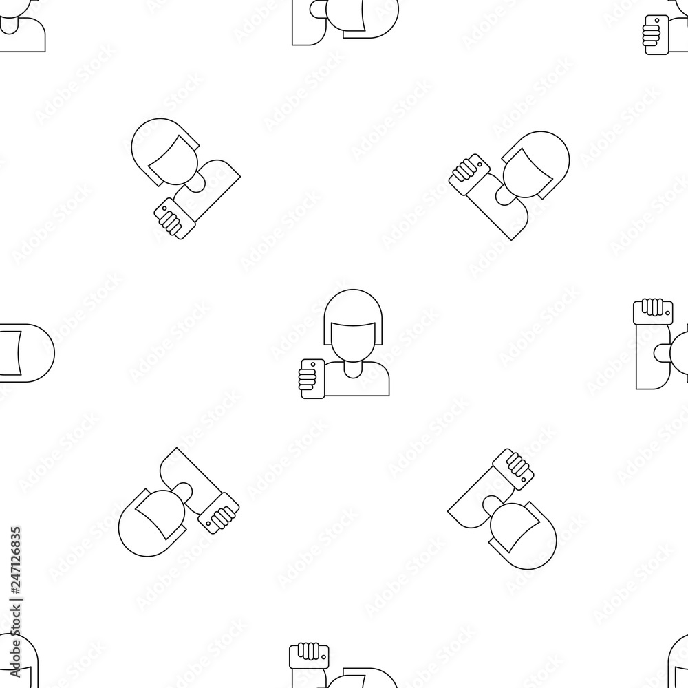 Poster woman take a selfie pattern seamless vector repeat geometric for any web design